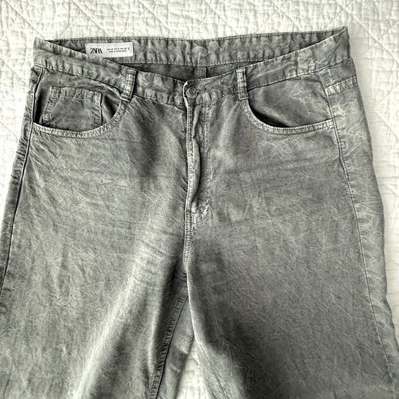 Zara Gray Flare Wide Leg Jeans High-Waisted - Picture 7 of 11